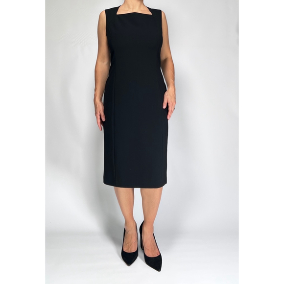 St. John Womans Dress Pencil Black Dress Silk Lined Size 10 Sheath - Picture 3 of 7